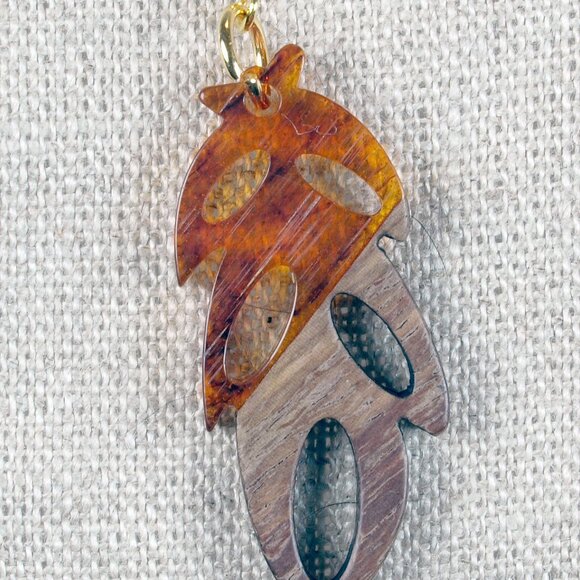 Jewelry By Joe Jewelry - Handmade Resin and Wood 1 in Brown Resin Leaf Earrings
